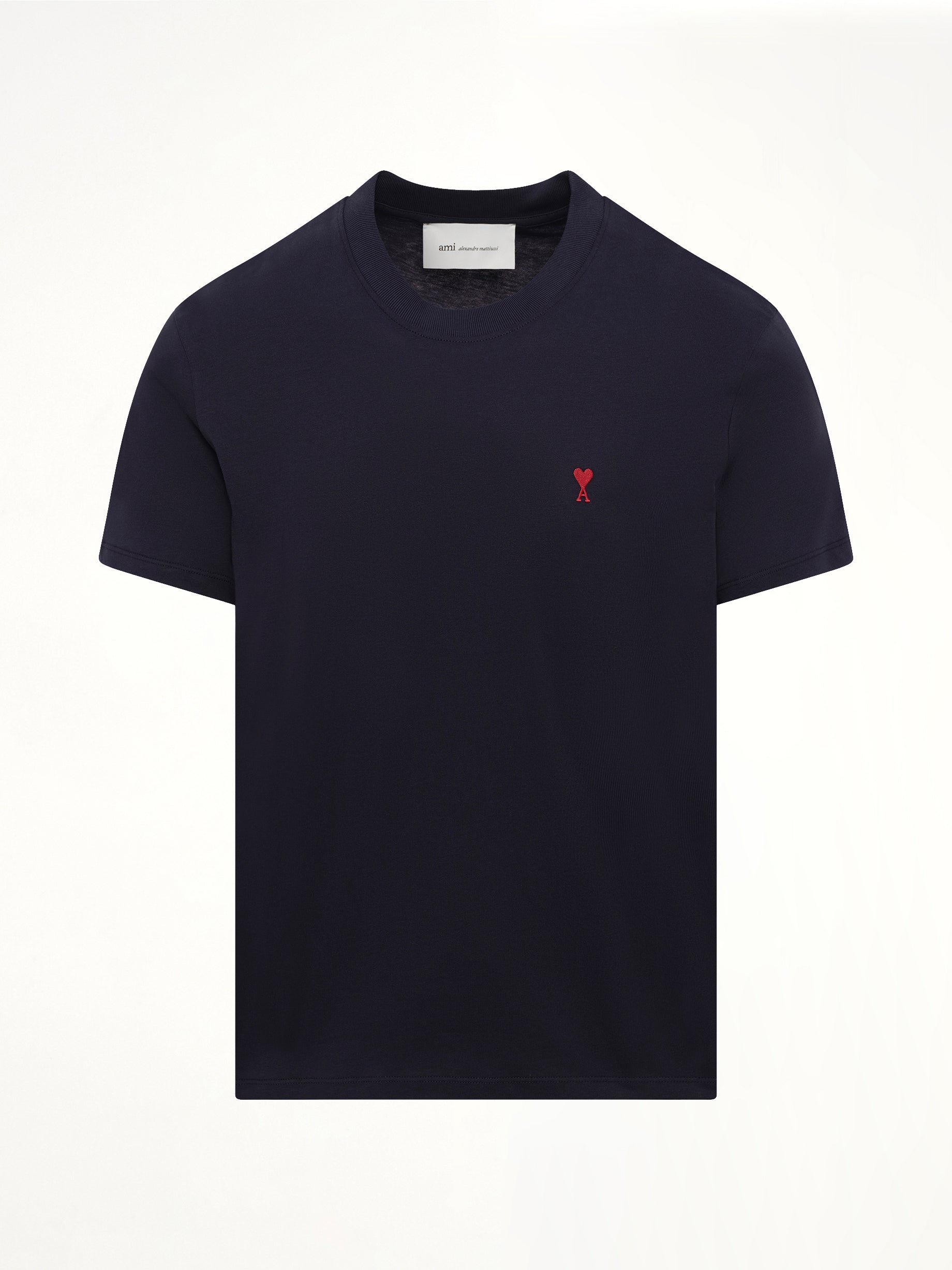 AMI PARIS Red Ami De Coeur T-Shirt in Navy Product Photo from MARAIS