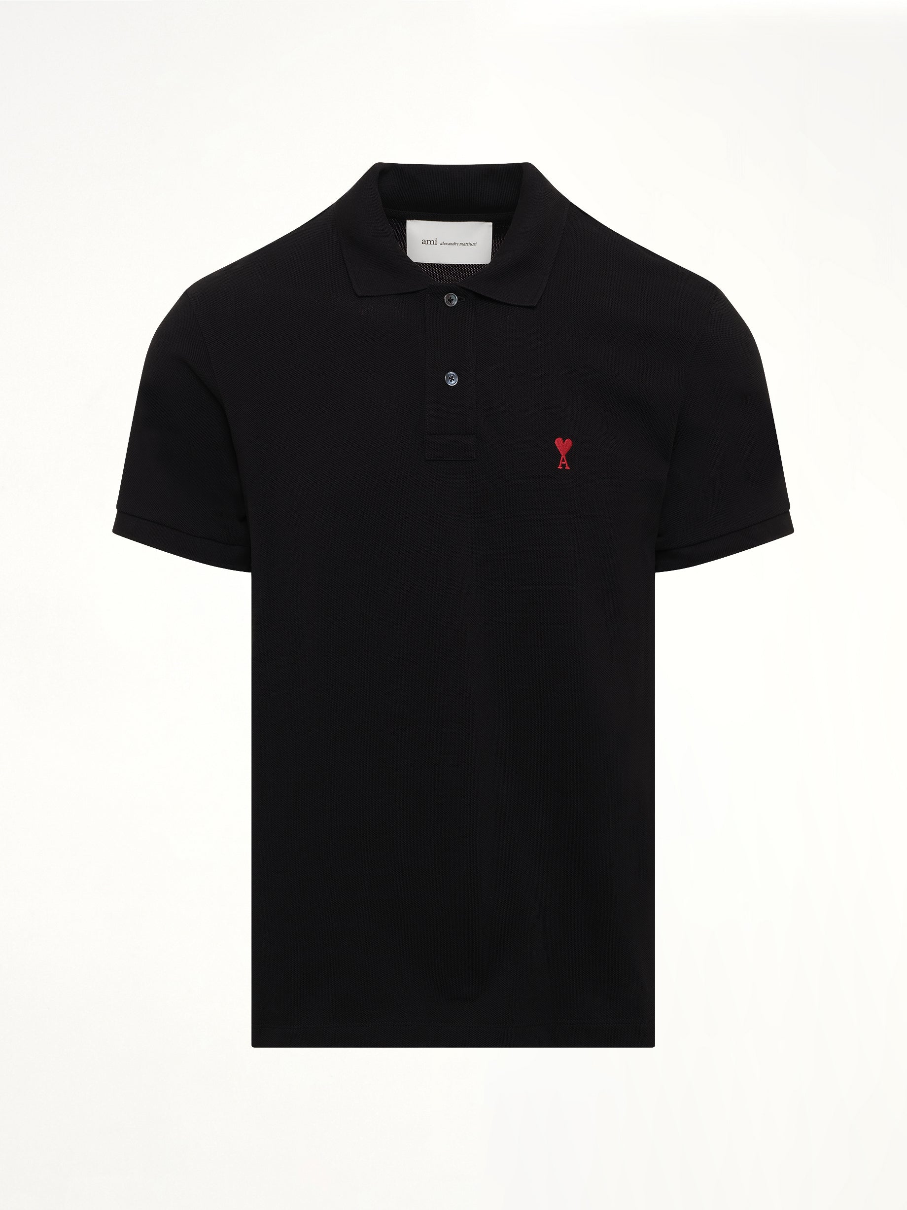 AMI PARIS Red Ami De Coeur Polo in Black Product Photo from MARAIS