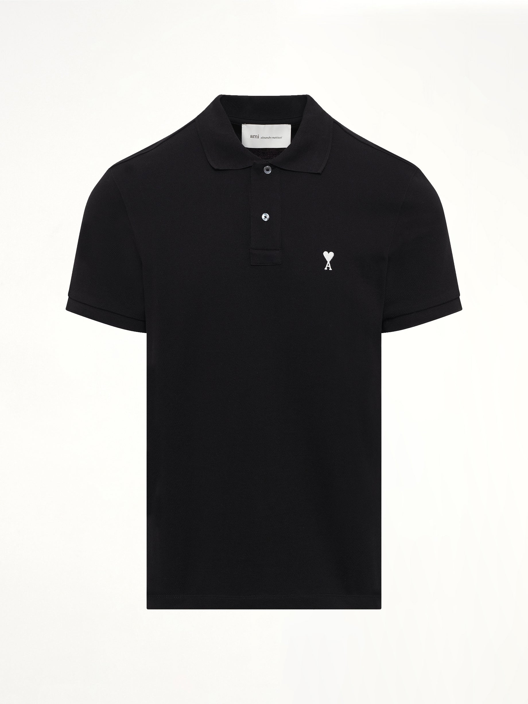 AMI PARIS Contrasted ADC Polo in Black Product Photo from MARAIS
