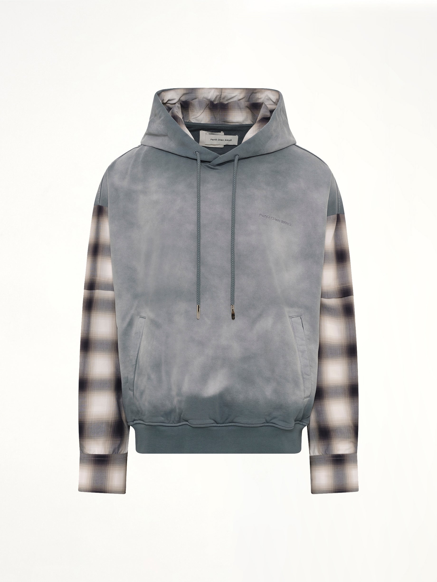 FENG CHEN WANG , 2 in 1 Check Hoodie in Grey Product Photo from MARAIS