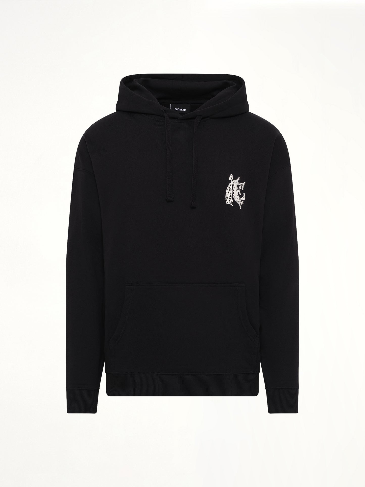 Hermine Print Cotton Hoodie in Black