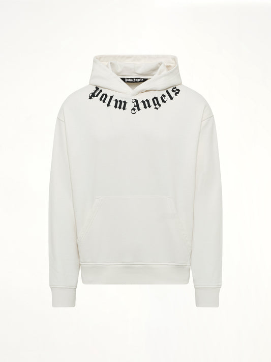 Neck Logo Regular Hoodie in Off White/Black