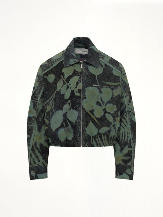 Plants Dye Cropped Jacket in Indigo Green