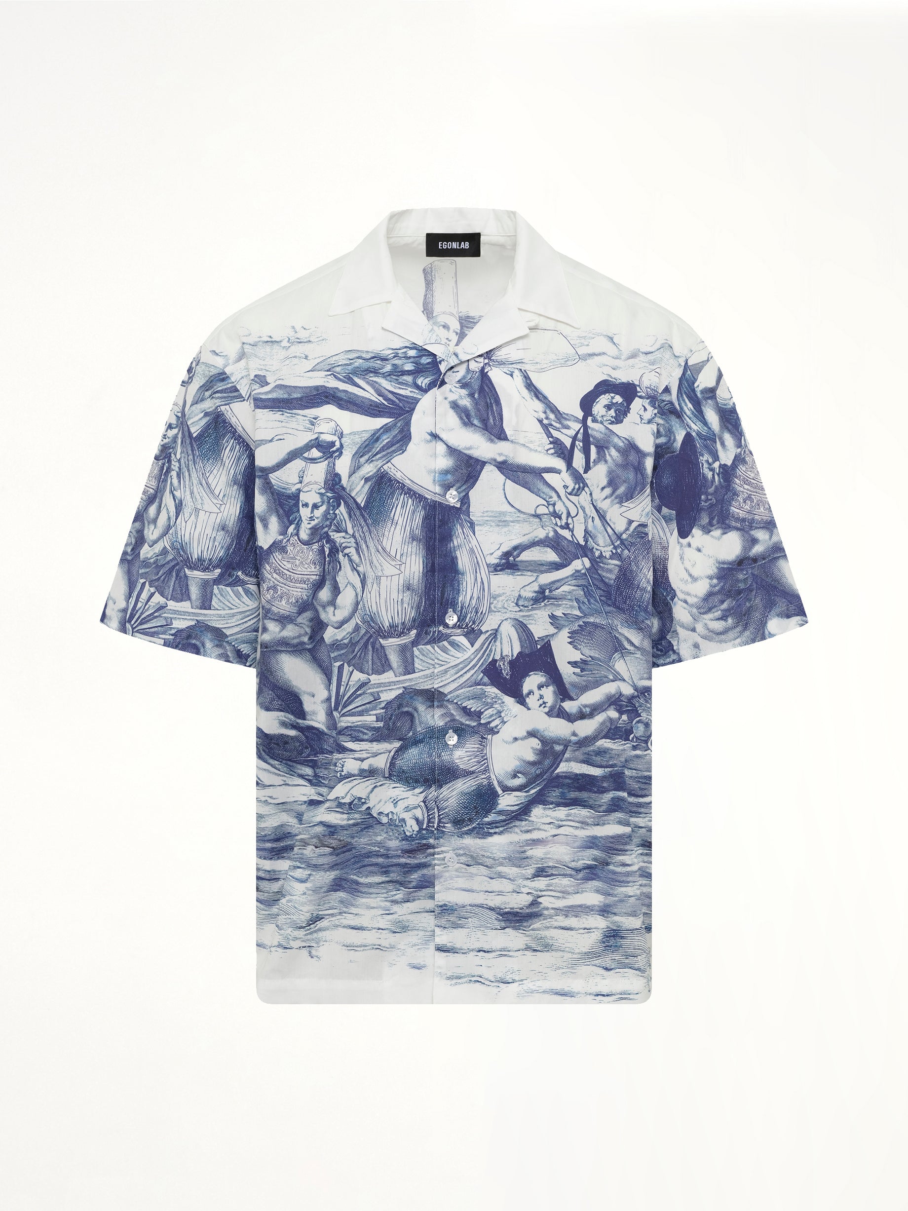 EGONLAB Breizh print Cuba Shirt in Blue Product Photo from MARAIS