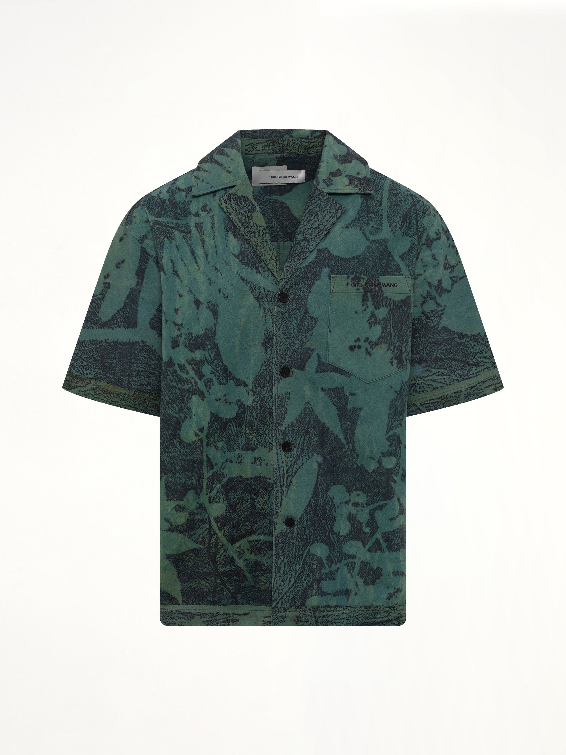 FENG CHEN WANG Plants Dye Shirt in Indigo Green Product Photo from MARAIS