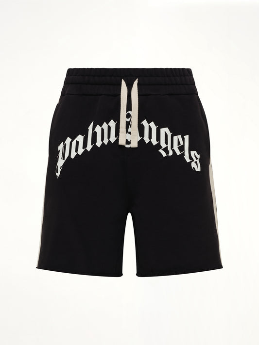 Curved Logo Track Sweatshorts in Black/Off White