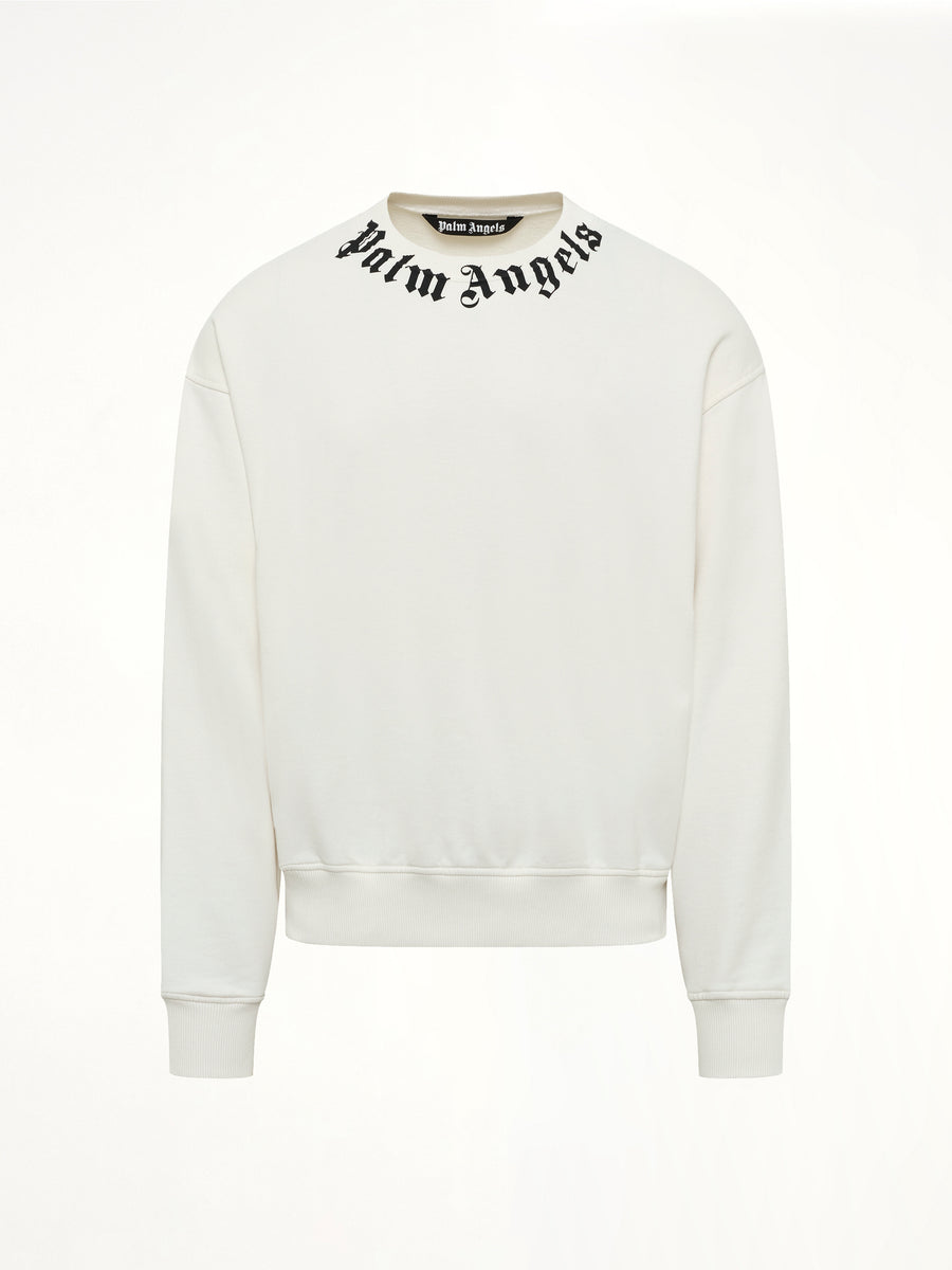 Neck Logo Regular Sweatshirt in Off White/Black