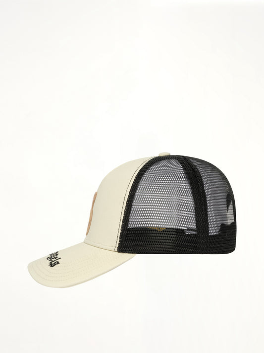 Bear Trucker Cap in Off White/Brown