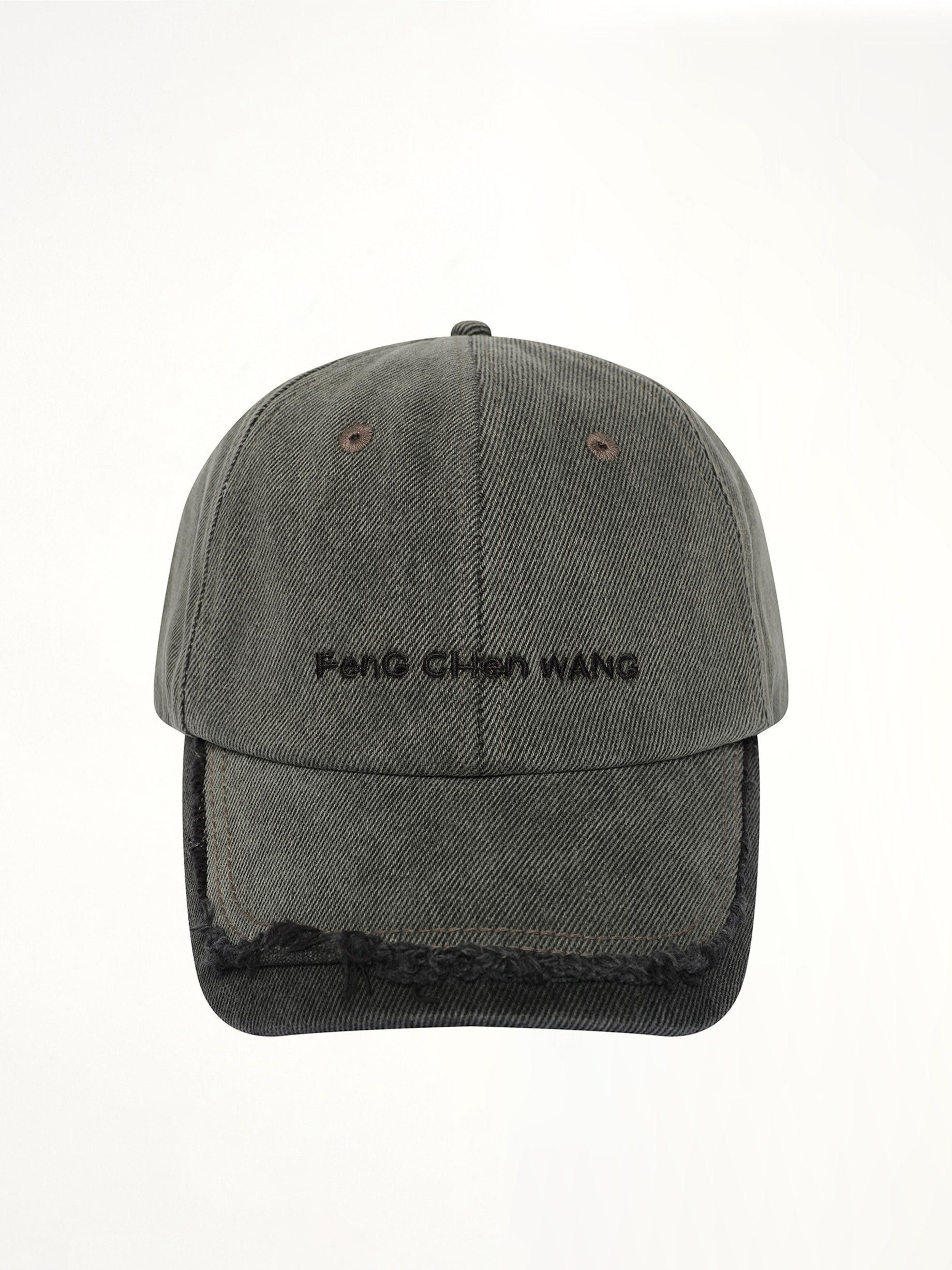 Denim Spliced Baseball Cap in Grey