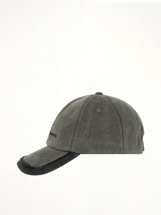 Denim Spliced Baseball Cap in Grey