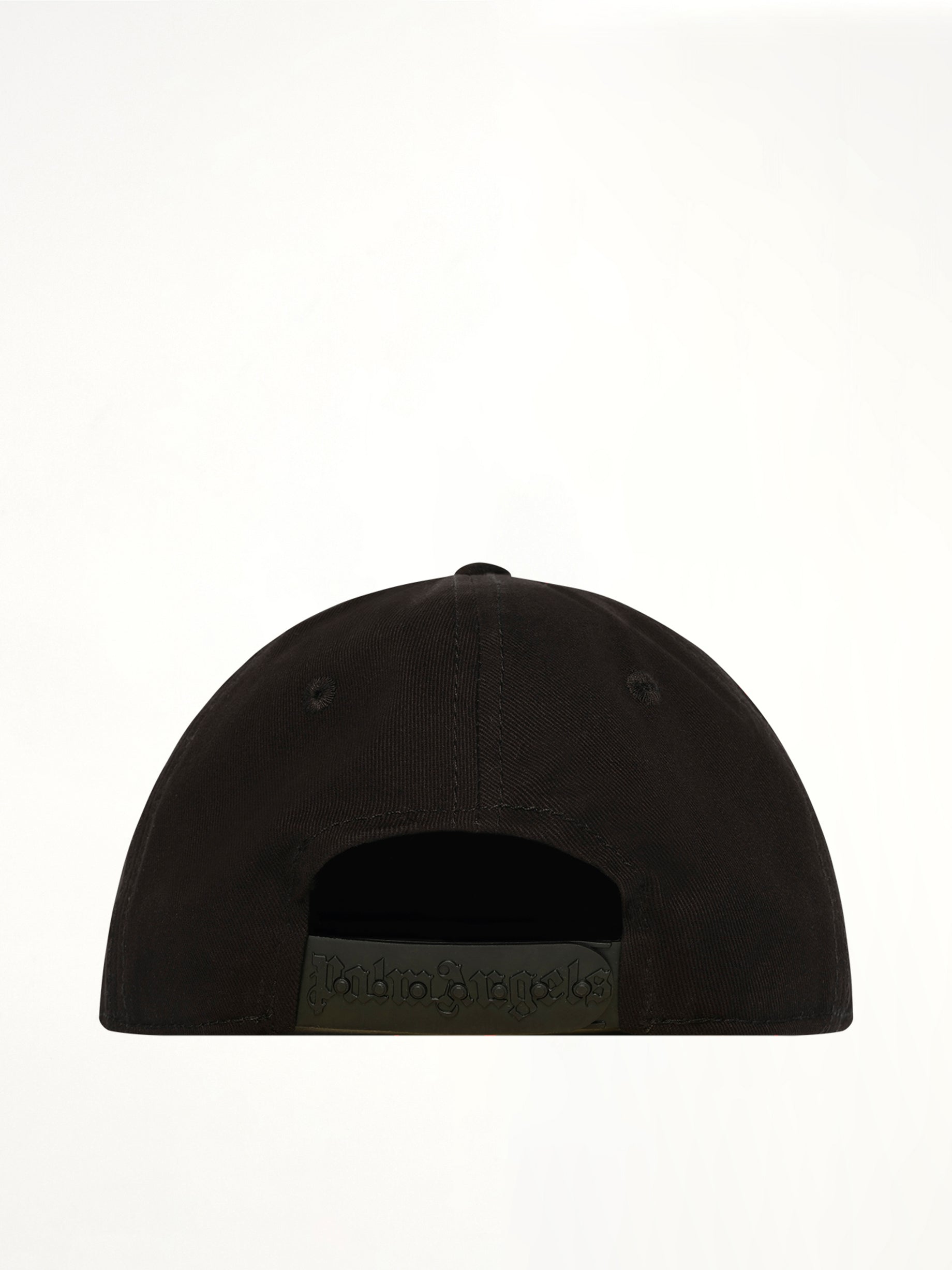 PALM ANGELS Overlogo Cap in Black Off/White Back View from MARAIS