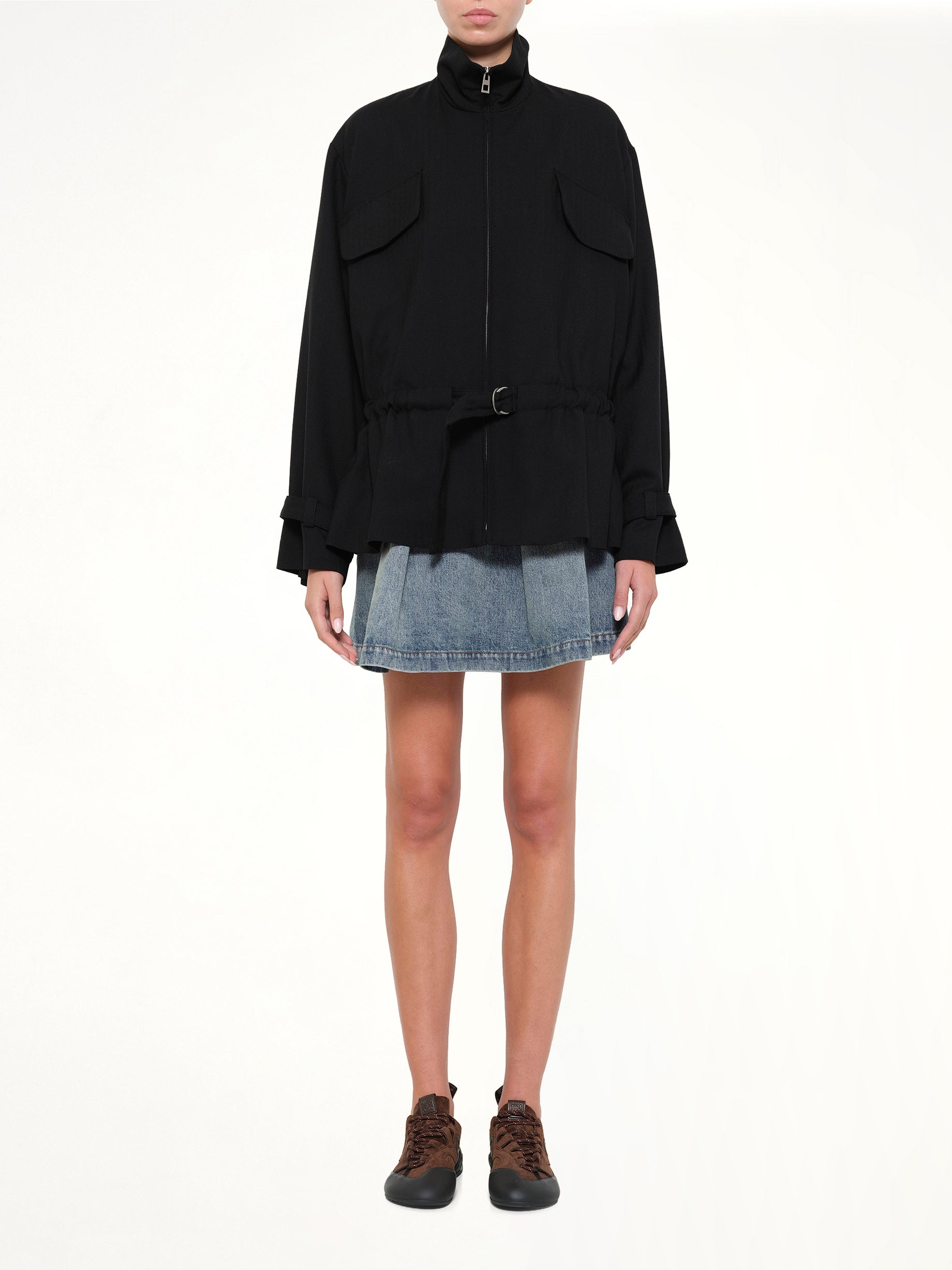 LOEWE , 
, Belted Jacket in Black Model View from MARAIS