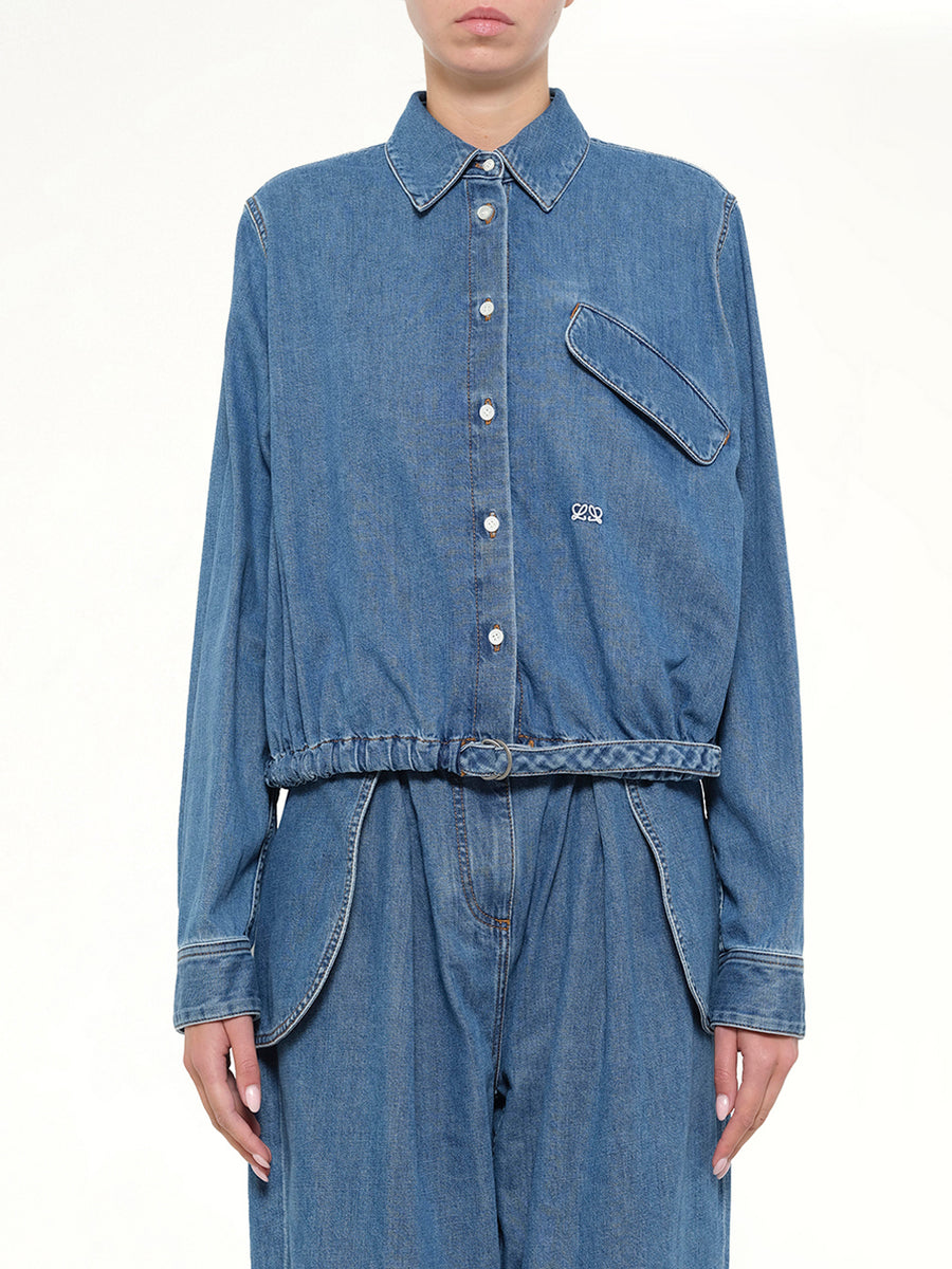 Belted Shirt in Light Blue