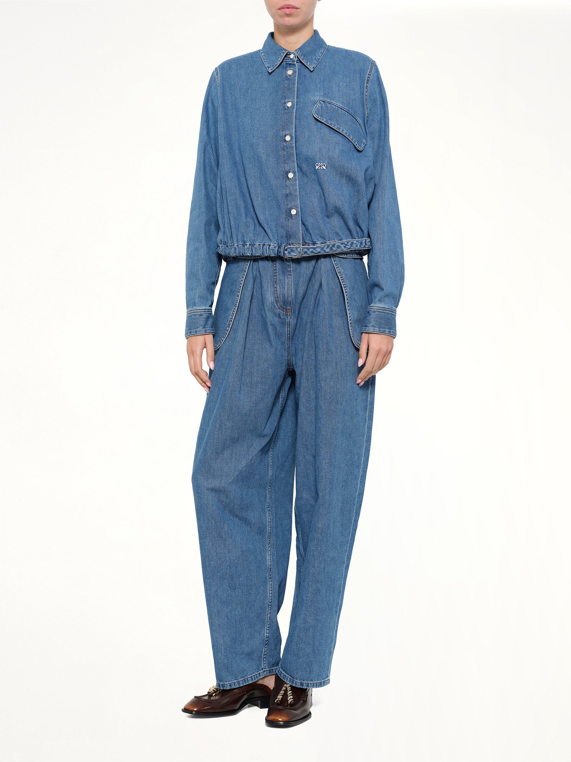 LOEWE , Belted Shirt in Light Blue Full Reference from MARAIS