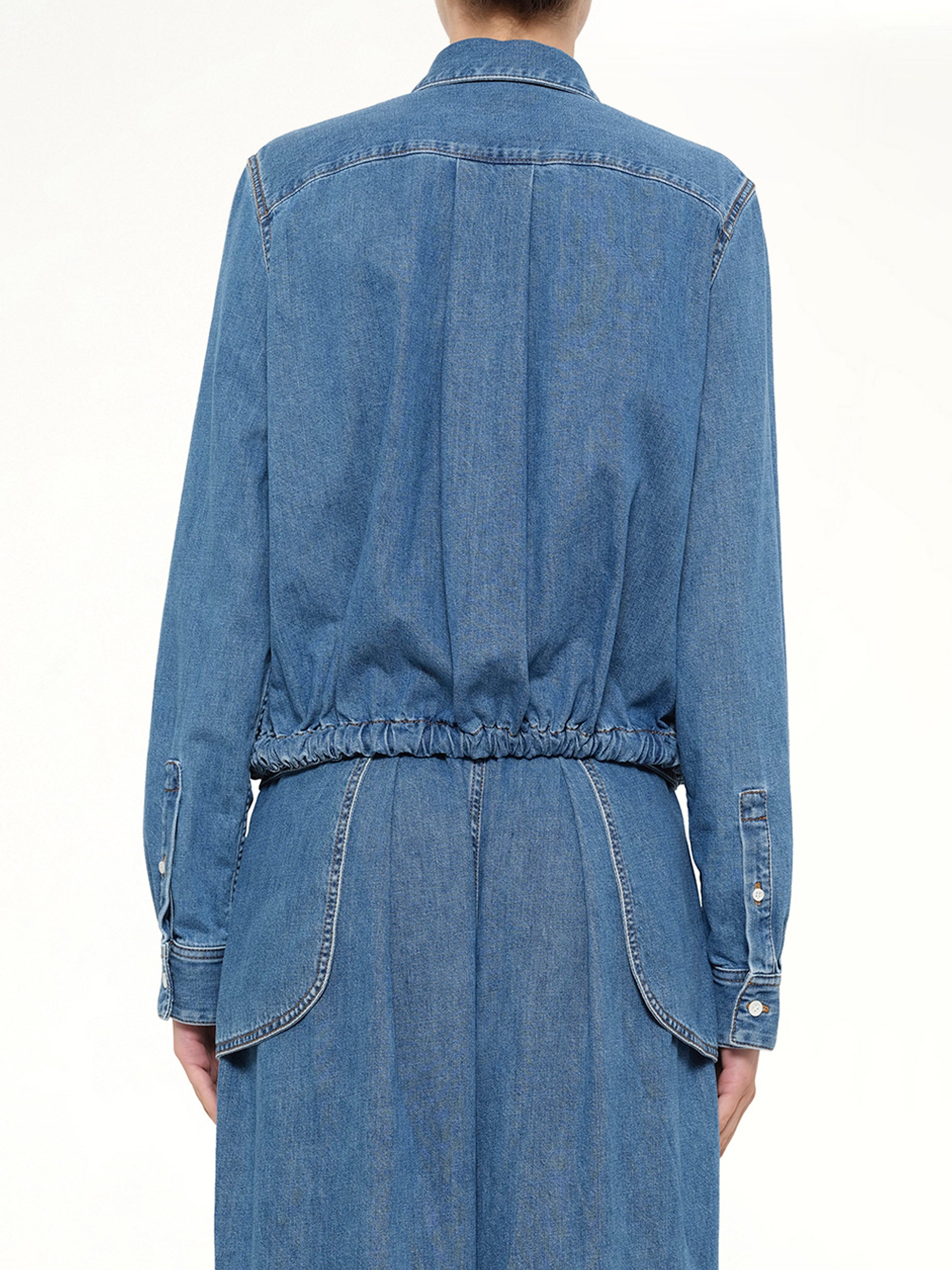 LOEWE , Belted Shirt in Light Blue Back View from MARAIS