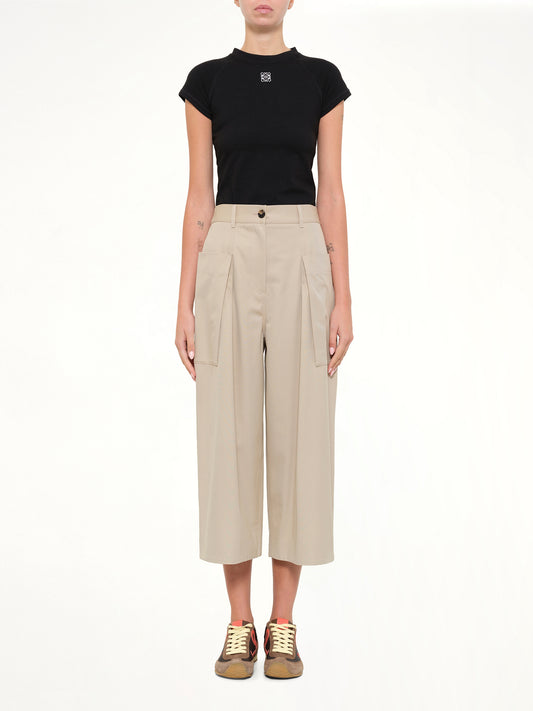 Cropped Trousers in Beige