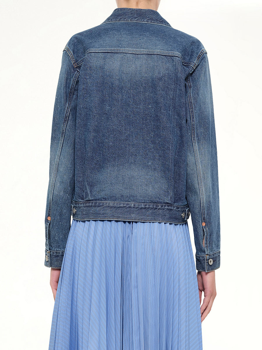 Double Breasted Denim Jacket in Blue