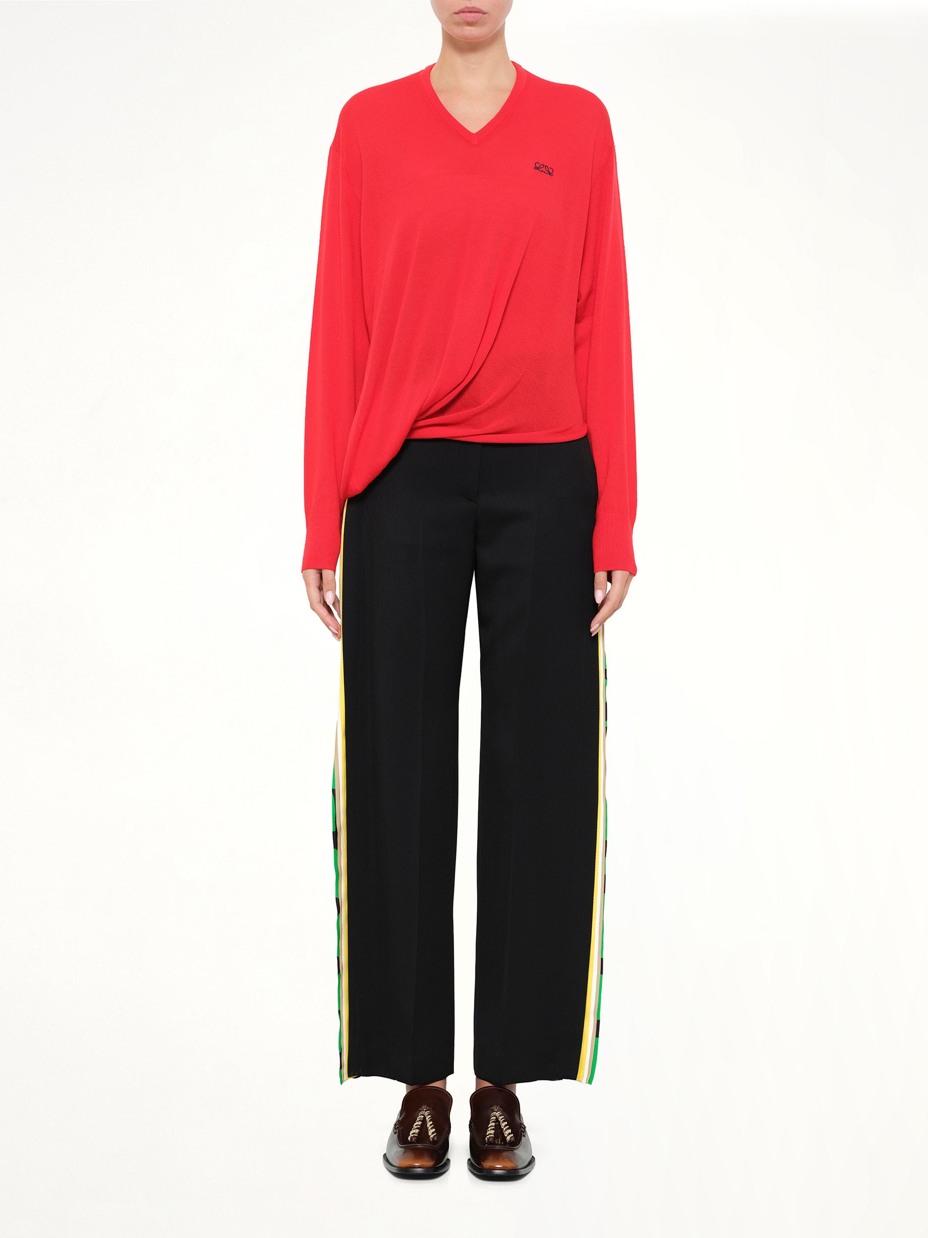 LOEWE Draped Sweater in Red Model View from MARAIS