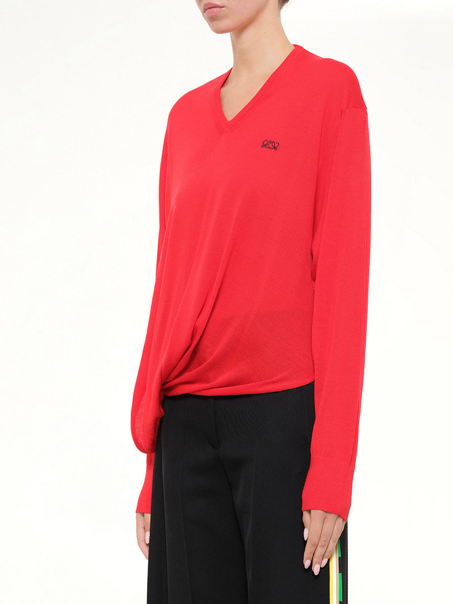 Draped Sweater in Red