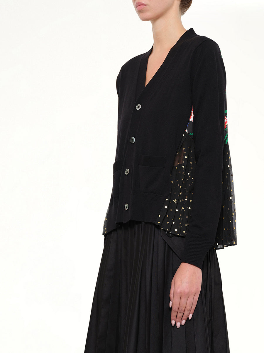 Floral Mix Cardigan in Black