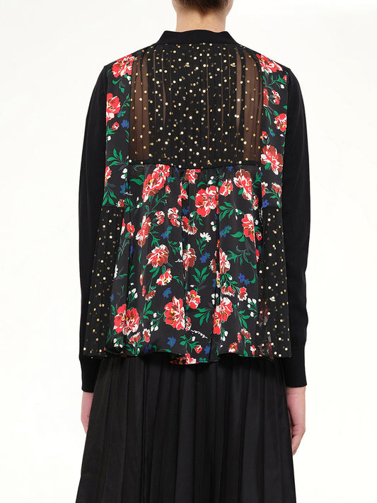 Floral Mix Cardigan in Black