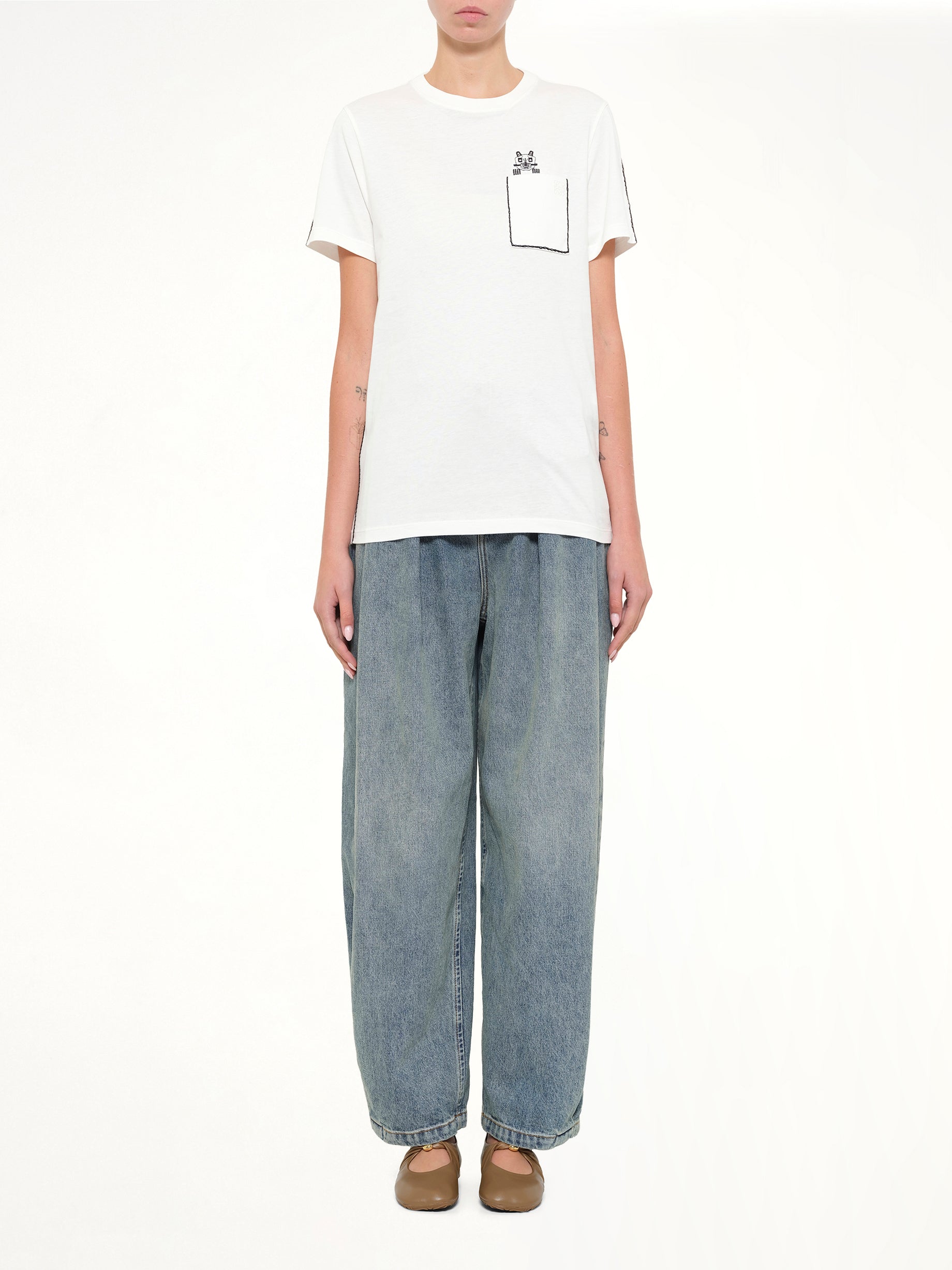 LOEWE , Louis Wain Regular Fit T-Shirt in White Model View from MARAIS