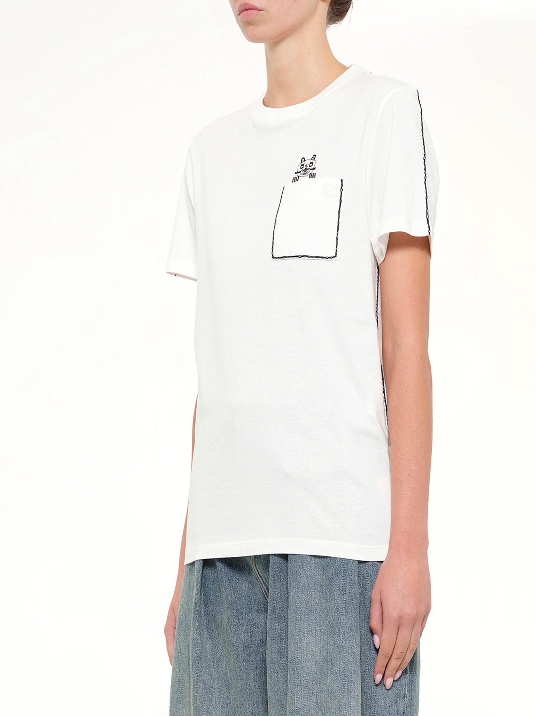 LOEWE , Louis Wain Regular Fit T-Shirt in White Side View from MARAIS