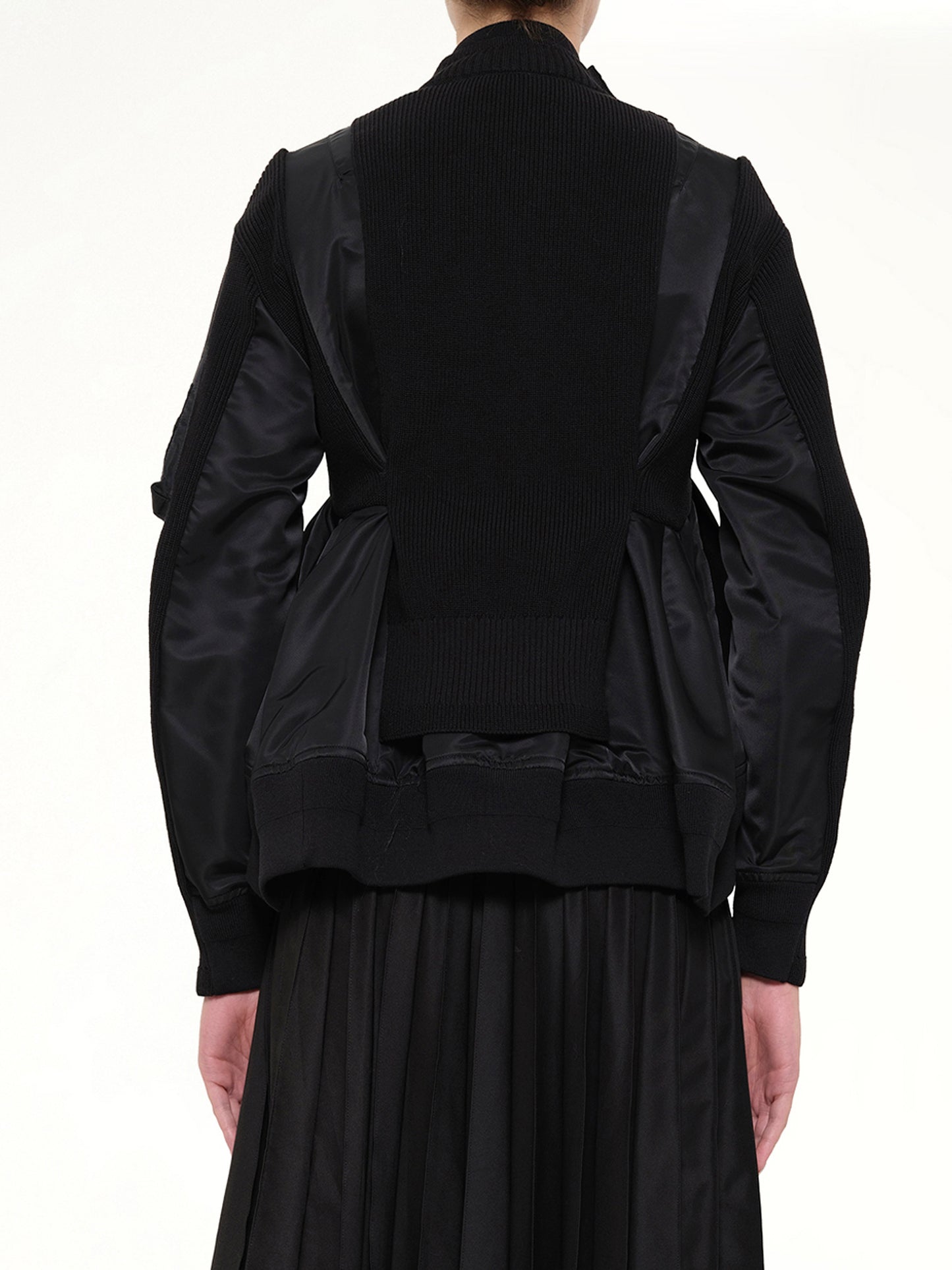 Nylon Twill x Knit Blouson in Black