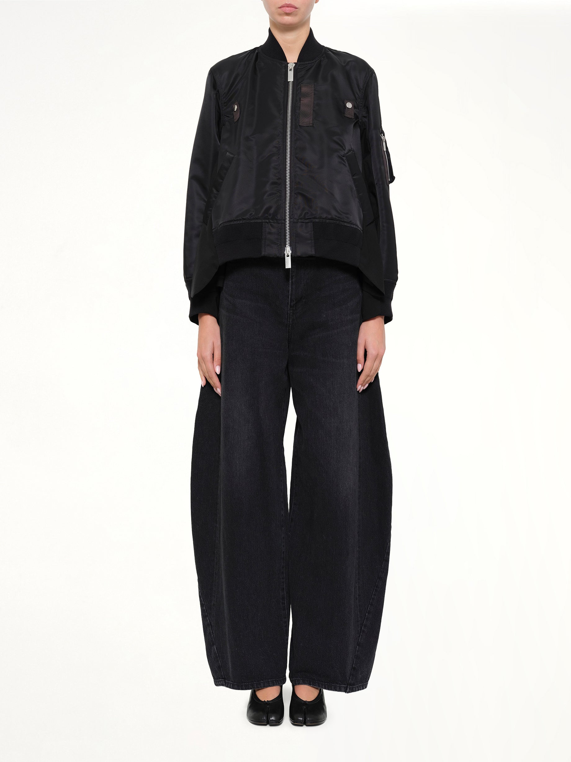 SACAI , 
, Nylon Twill x Wool Suiting Blouson in Black Model View from MARAIS