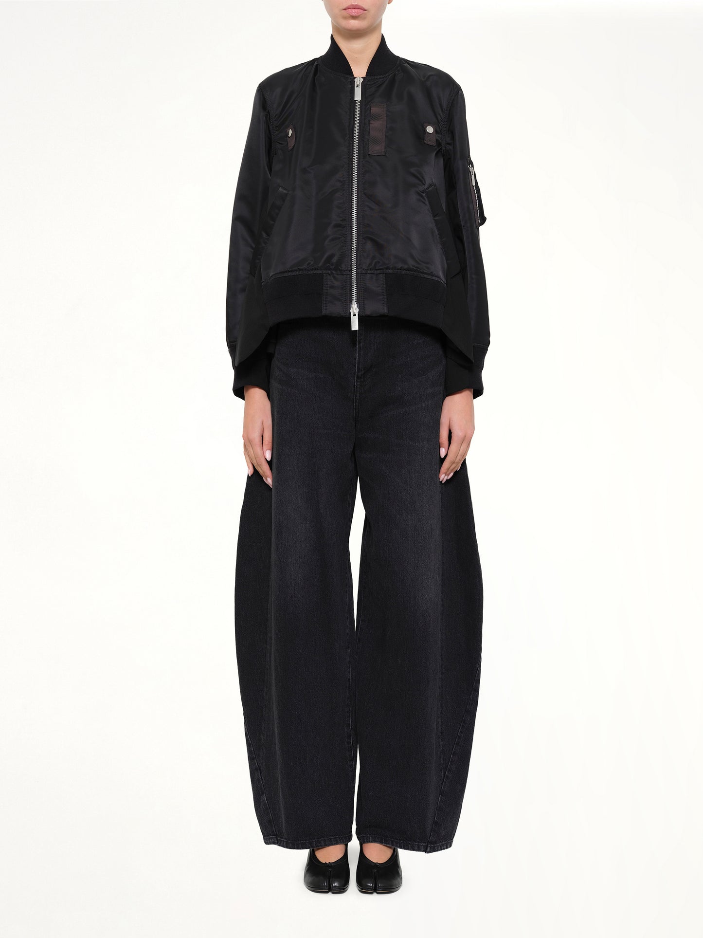 Nylon Twill x Wool Suiting Blouson in Black