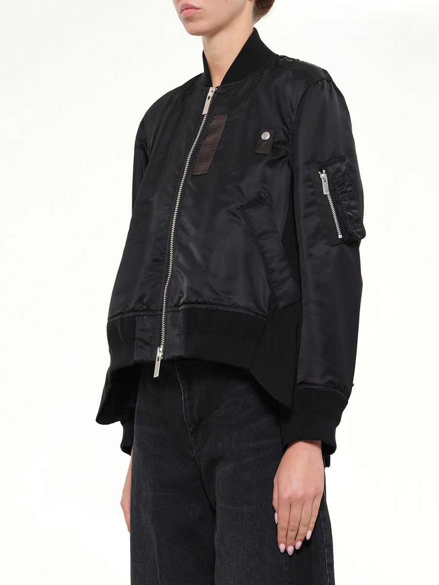 Nylon Twill x Wool Suiting Blouson in Black