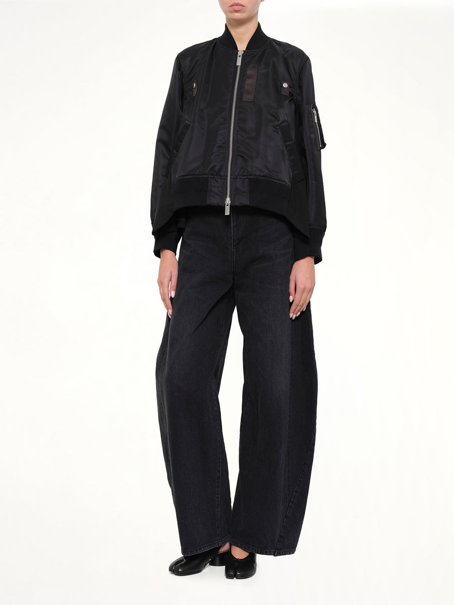 Nylon Twill x Wool Suiting Blouson in Black