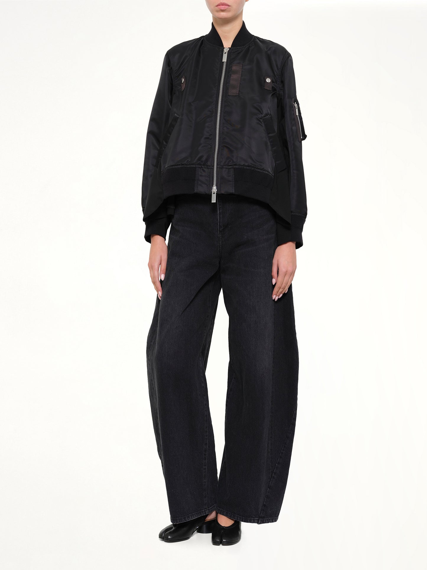 Nylon Twill x Wool Suiting Blouson in Black