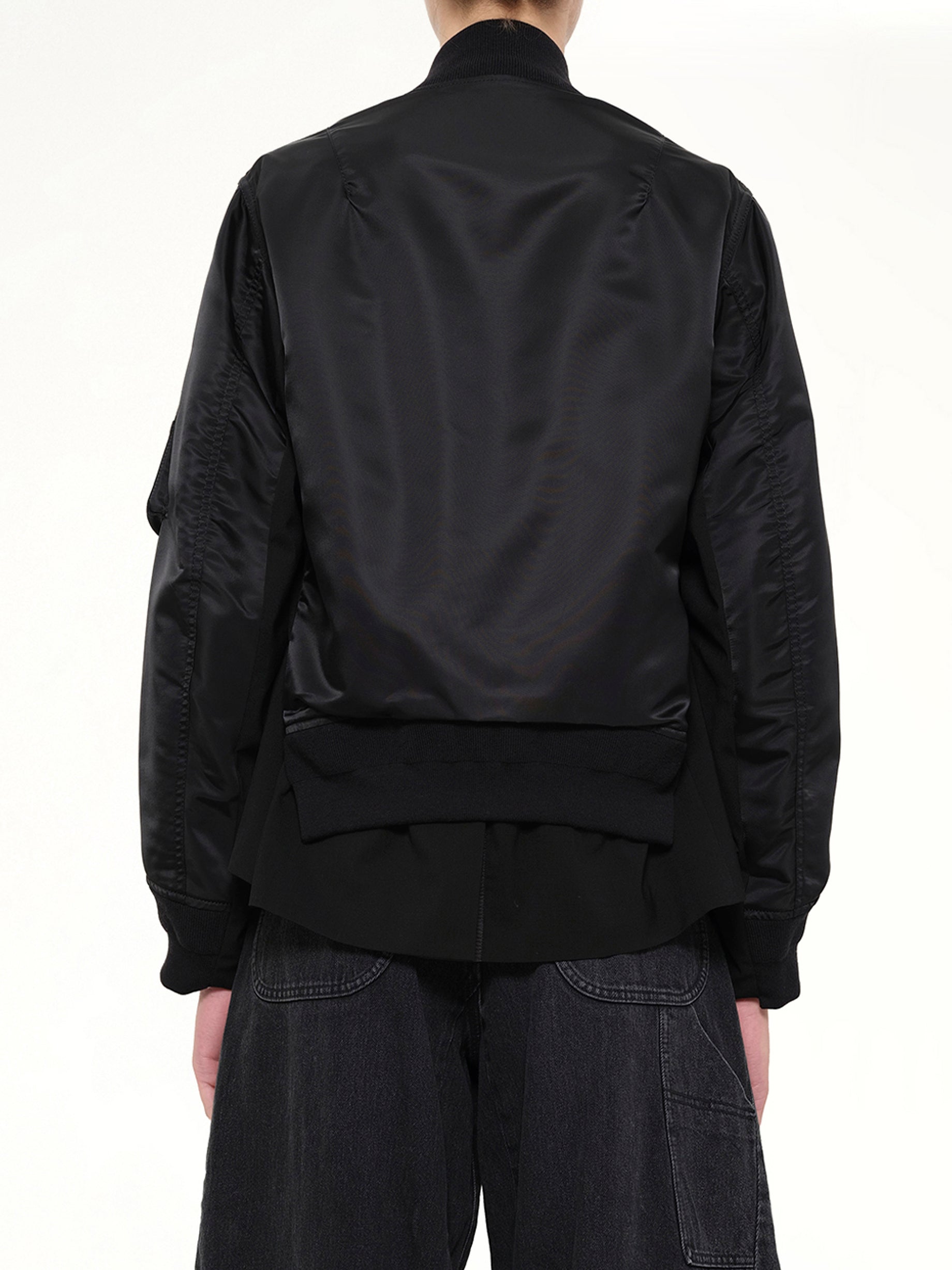 SACAI , 
, Nylon Twill x Wool Suiting Blouson in Black Back View from MARAIS