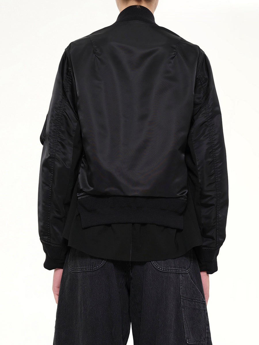 Nylon Twill x Wool Suiting Blouson in Black