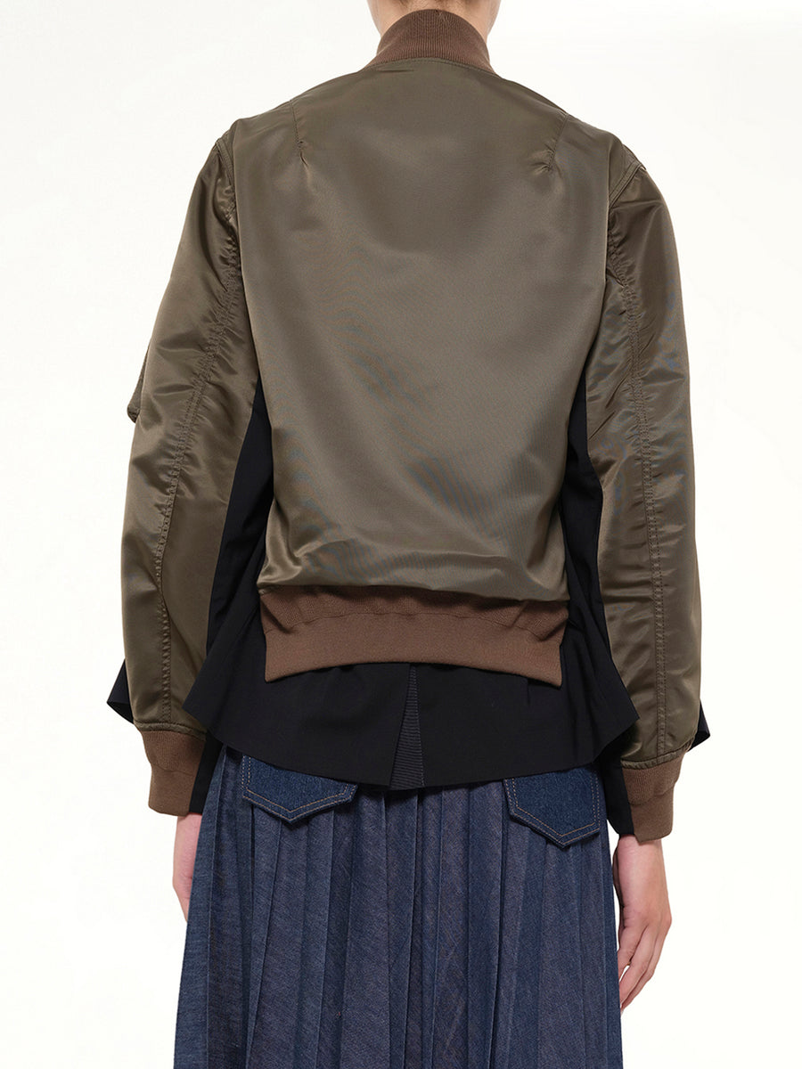 Nylon Twill x Wool Suiting Blouson in Dark Khaki