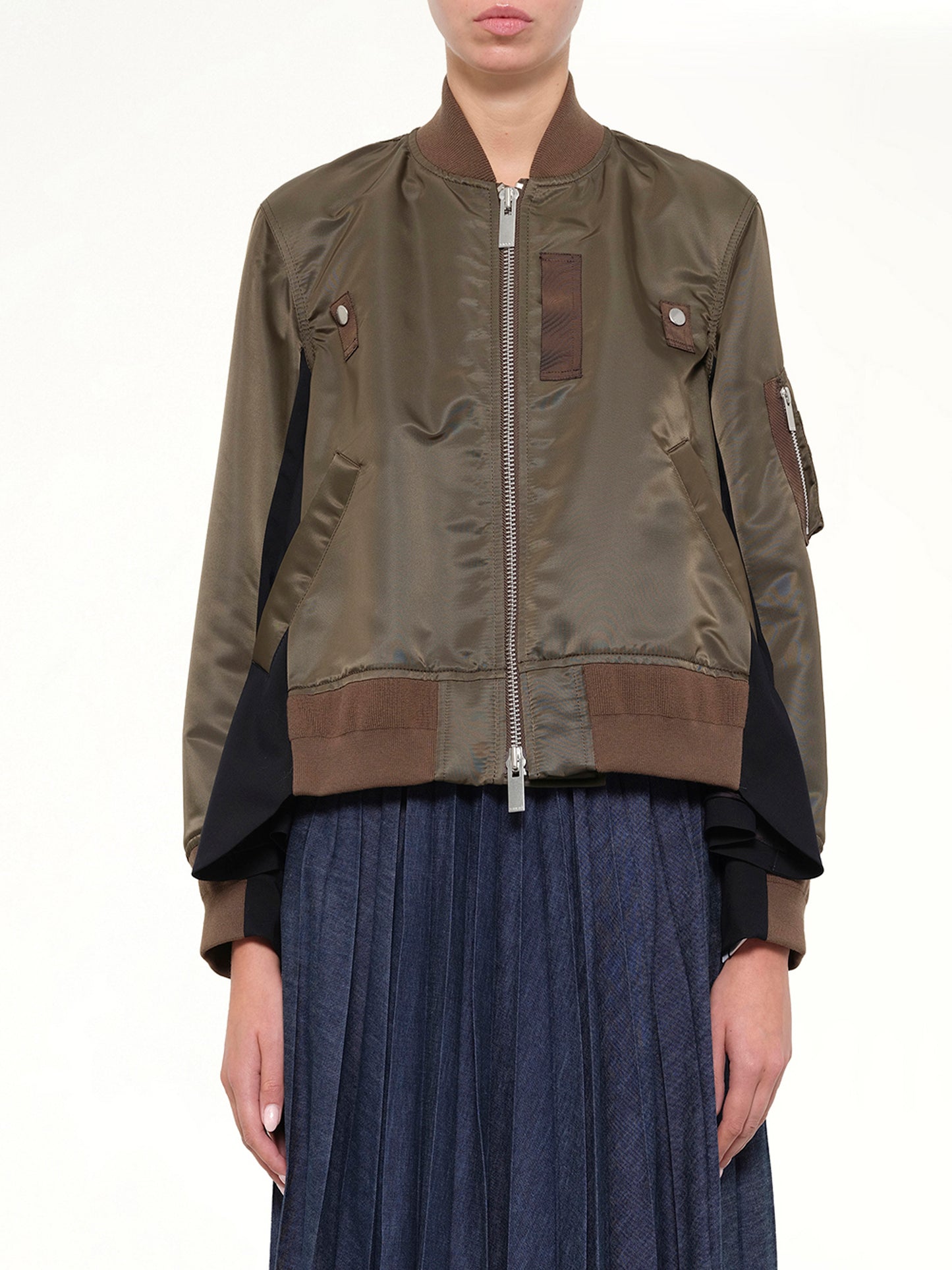 Nylon Twill x Wool Suiting Blouson in Dark Khaki