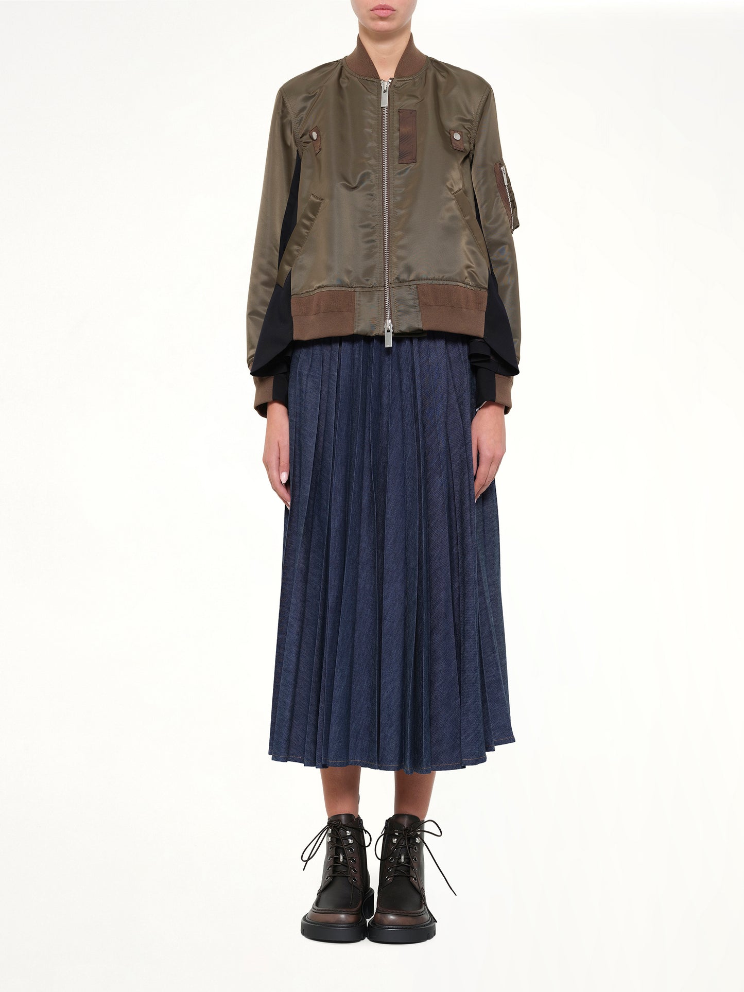 Nylon Twill x Wool Suiting Blouson in Dark Khaki