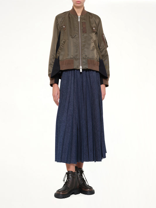 Nylon Twill x Wool Suiting Blouson in Dark Khaki