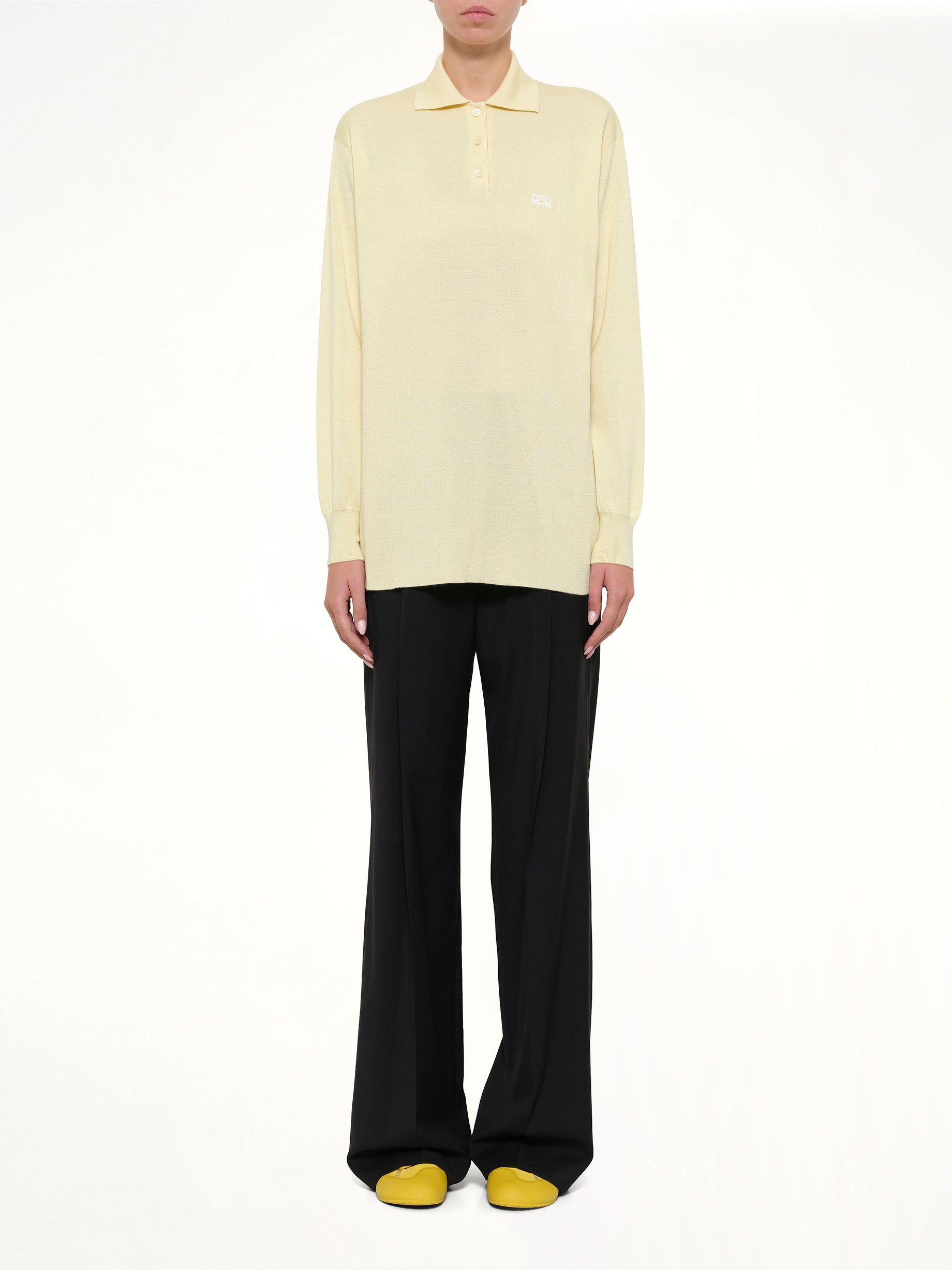 LOEWE , 
, Polo Sweater in Light Yellow Model View from MARAIS