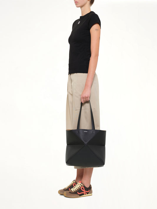 Puzzle Fold Tote Horizontal M in Black