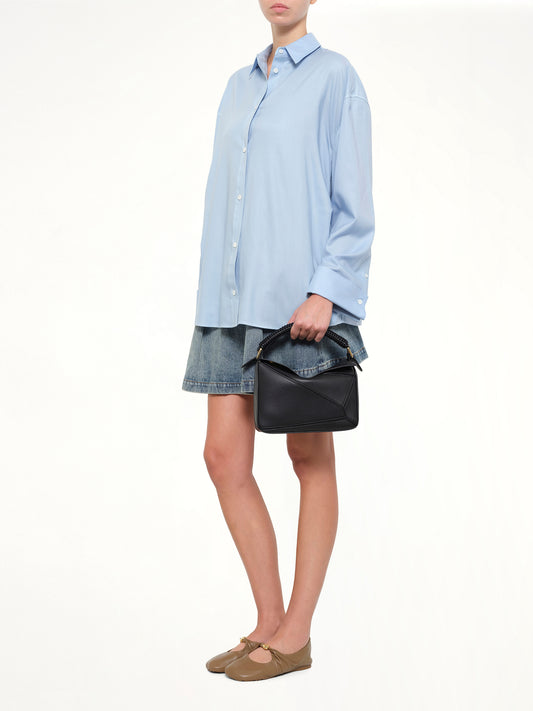 Puzzle Woven Handle Small Bag in Black