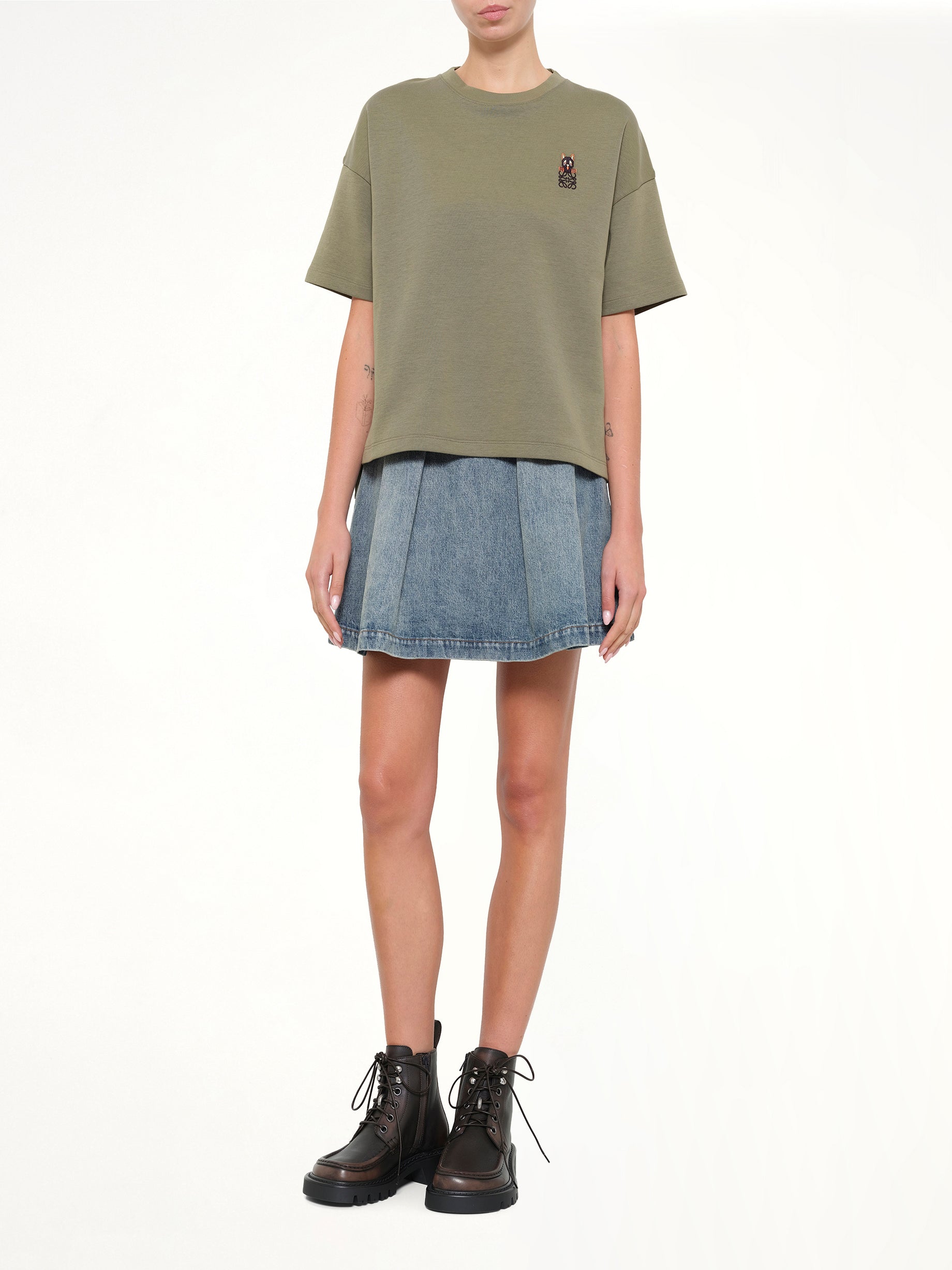 LOEWE Regular Fit T-Shirt in Khaki Green Full Reference from MARAIS