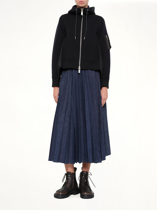 Sponge Sweat x Nylon Twill Hoodie in Black