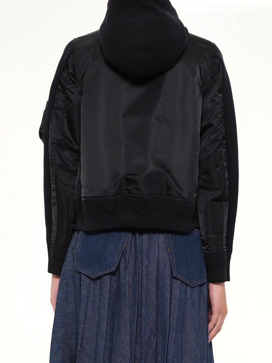 Sponge Sweat x Nylon Twill Hoodie in Black