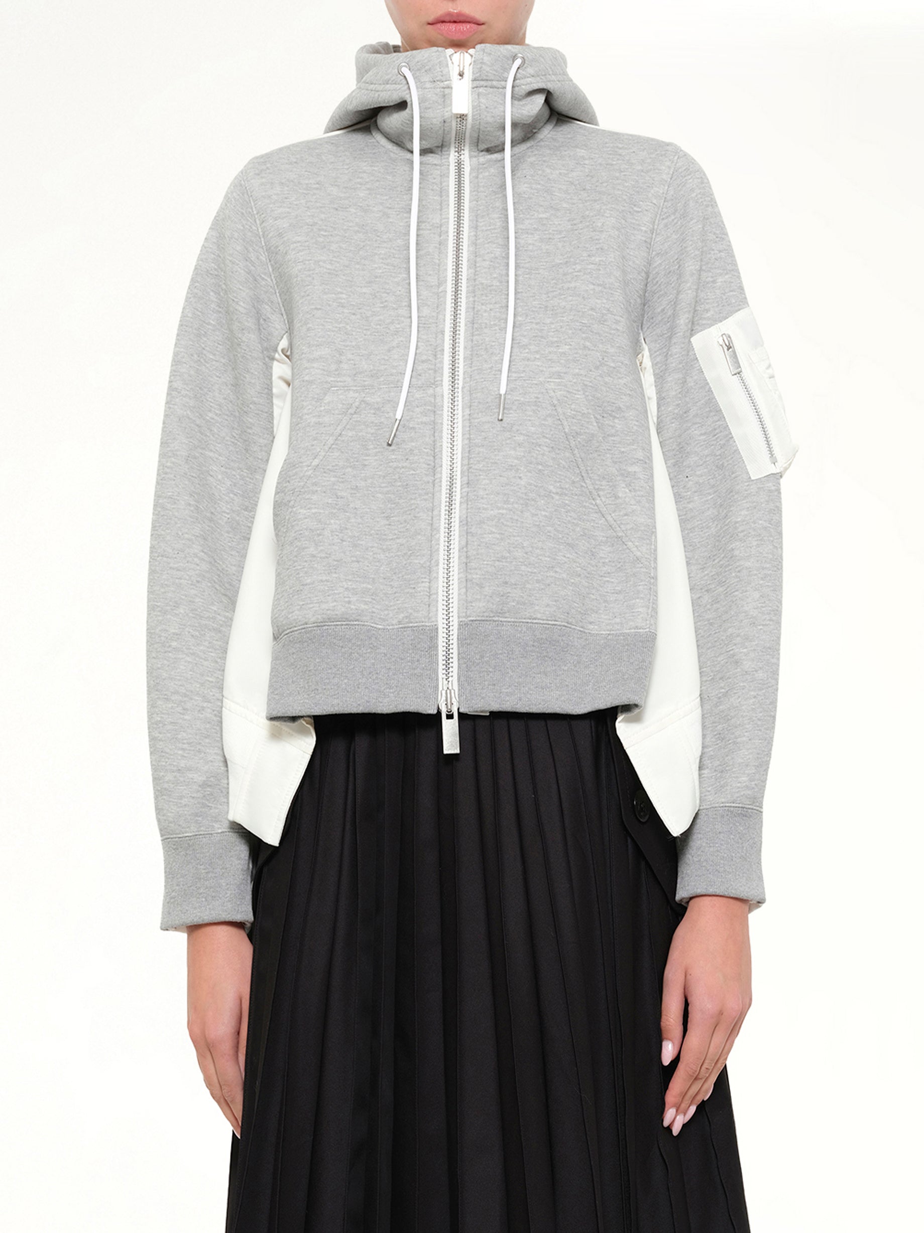 Sponge Sweat x Nylon Twill Hoodie in Grey