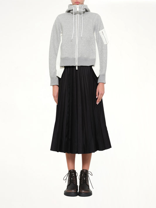 Sponge Sweat x Nylon Twill Hoodie in Grey