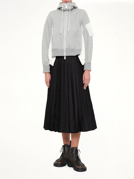 Sponge Sweat x Nylon Twill Hoodie in Grey