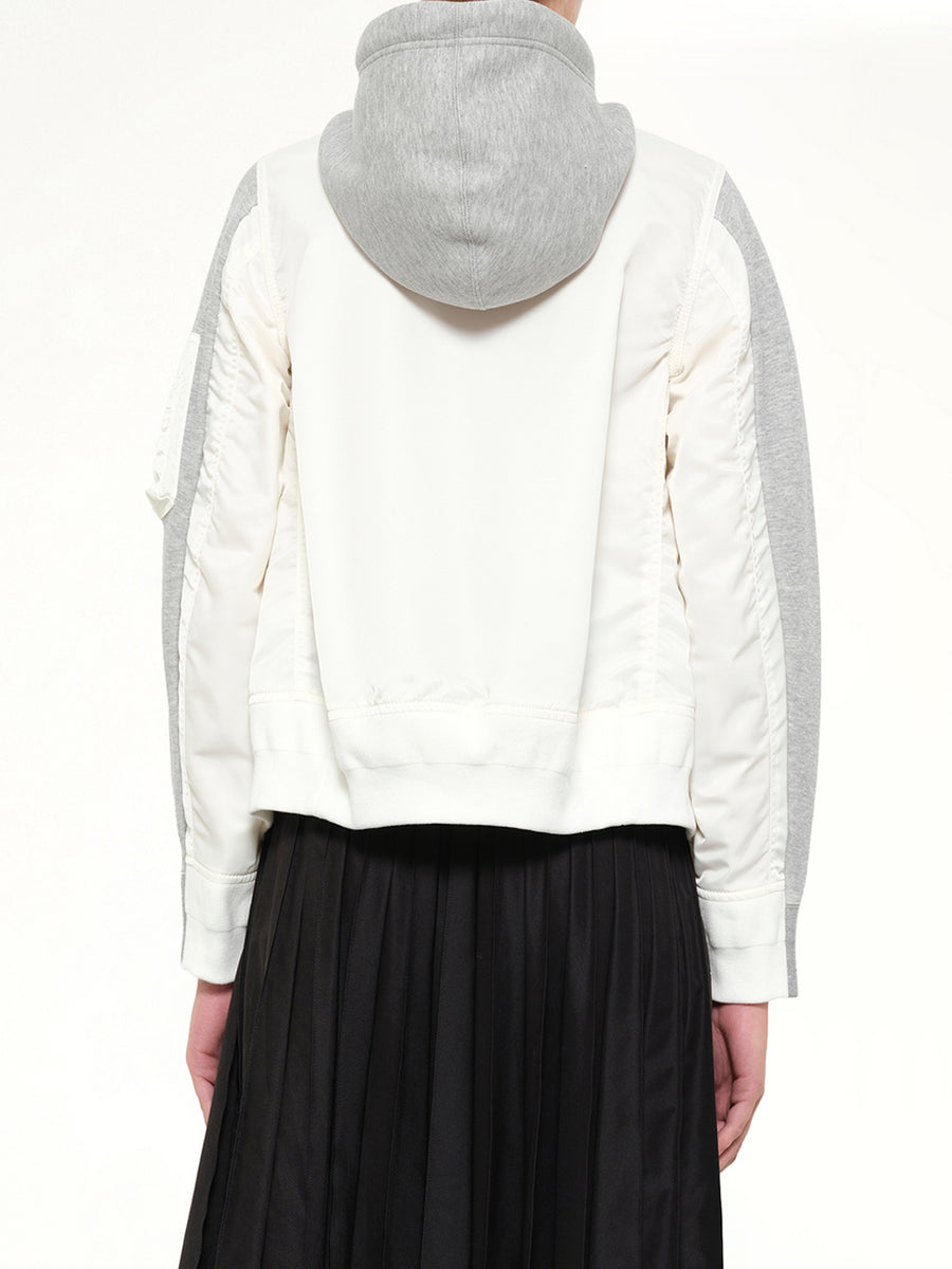 Sponge Sweat x Nylon Twill Hoodie in Grey