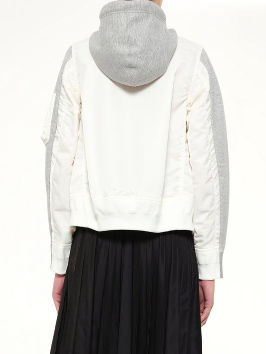 Sponge Sweat x Nylon Twill Hoodie in Grey